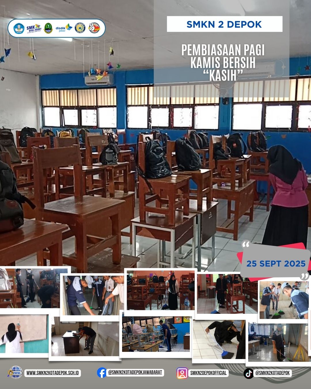 Kegiatan Pembiasaan Pagi Kamis Bersih - (KASIH) - 25 September 2025 - SMK NEGERI 2 DEPOK