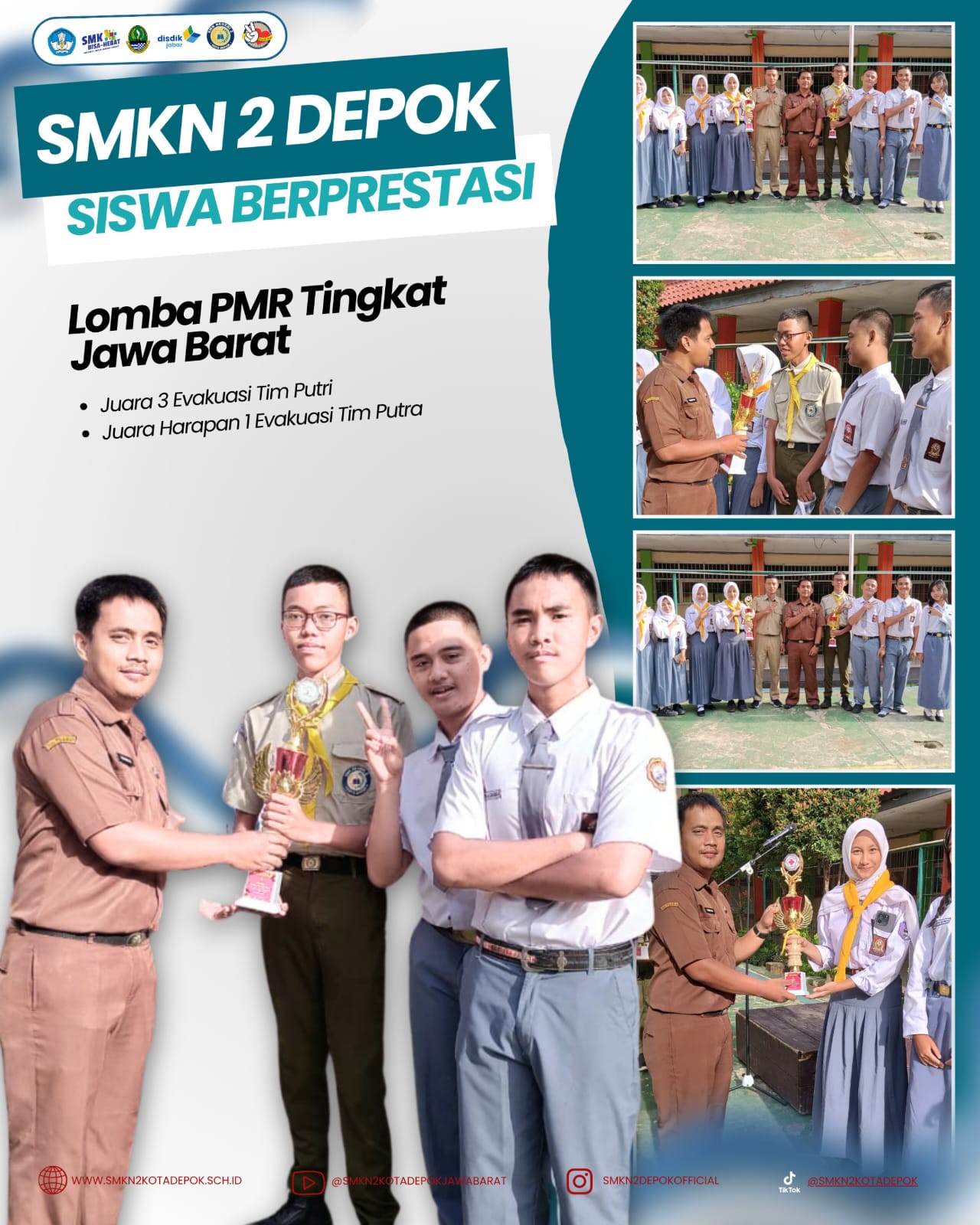 Juara Lomba PMR Tingkat Jawa Barat - Juara 3 Evakuasi Tim Putri - Juara Harapan 1 Evakuasi Tim Putra