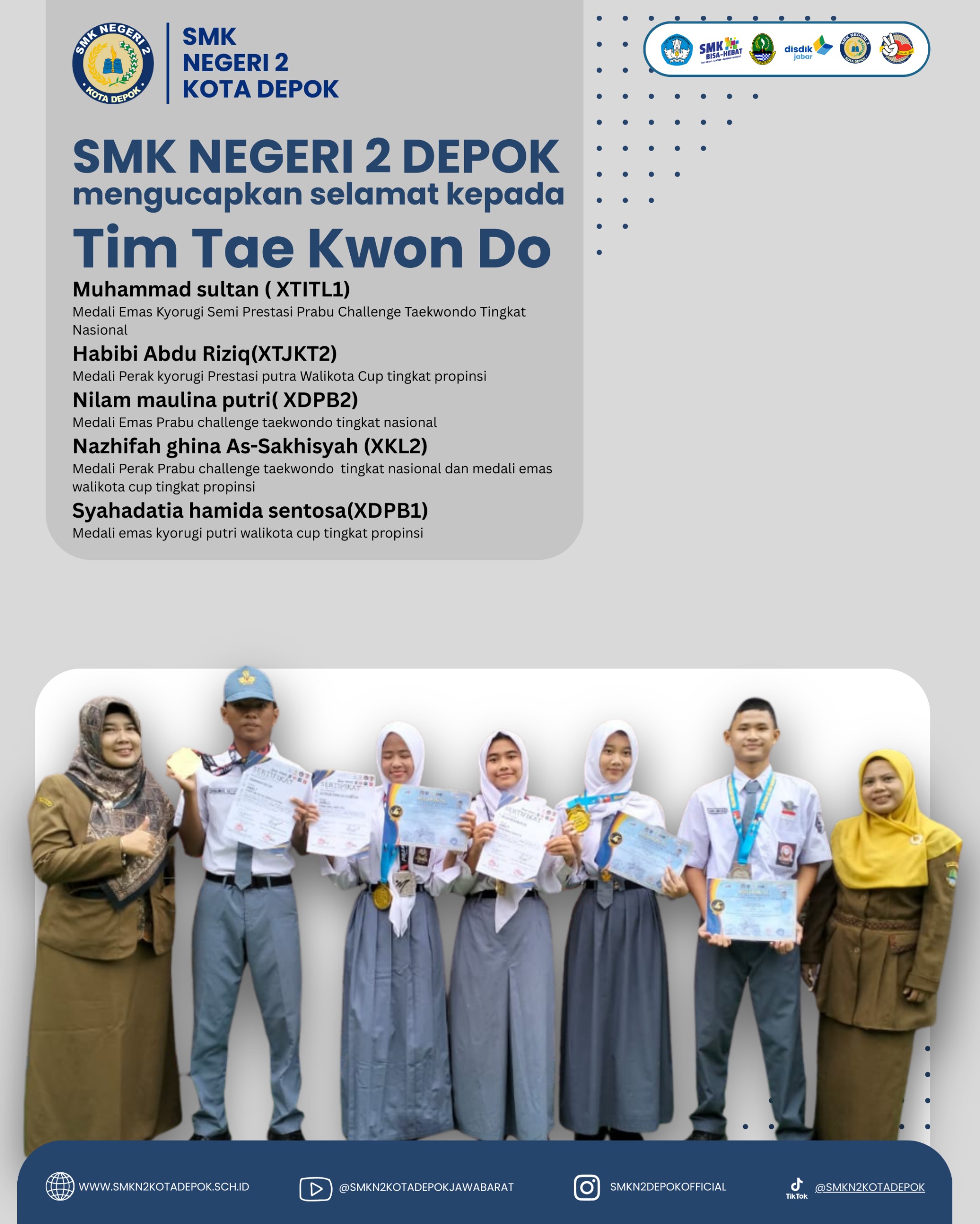 SMK Negeri 2 Depok Apresiasi Prestasi Tim Taekwondo