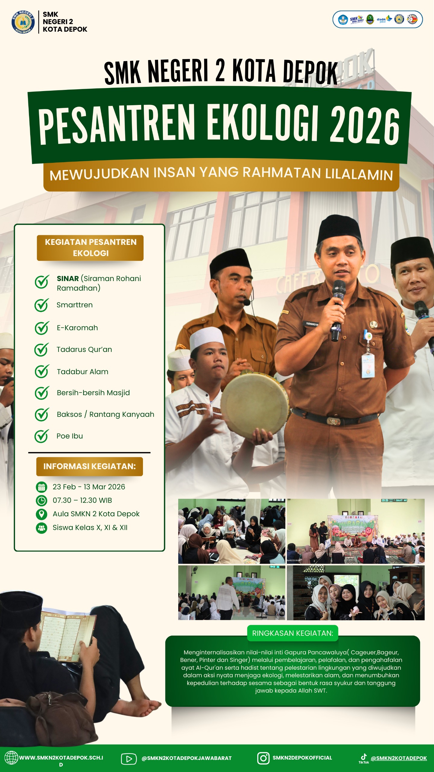 SMKN 2 Kota Depok Selenggarakan Pesantren Ekologi 2026 untuk Membentuk Insan Rahmatan Lil ‘Alamin