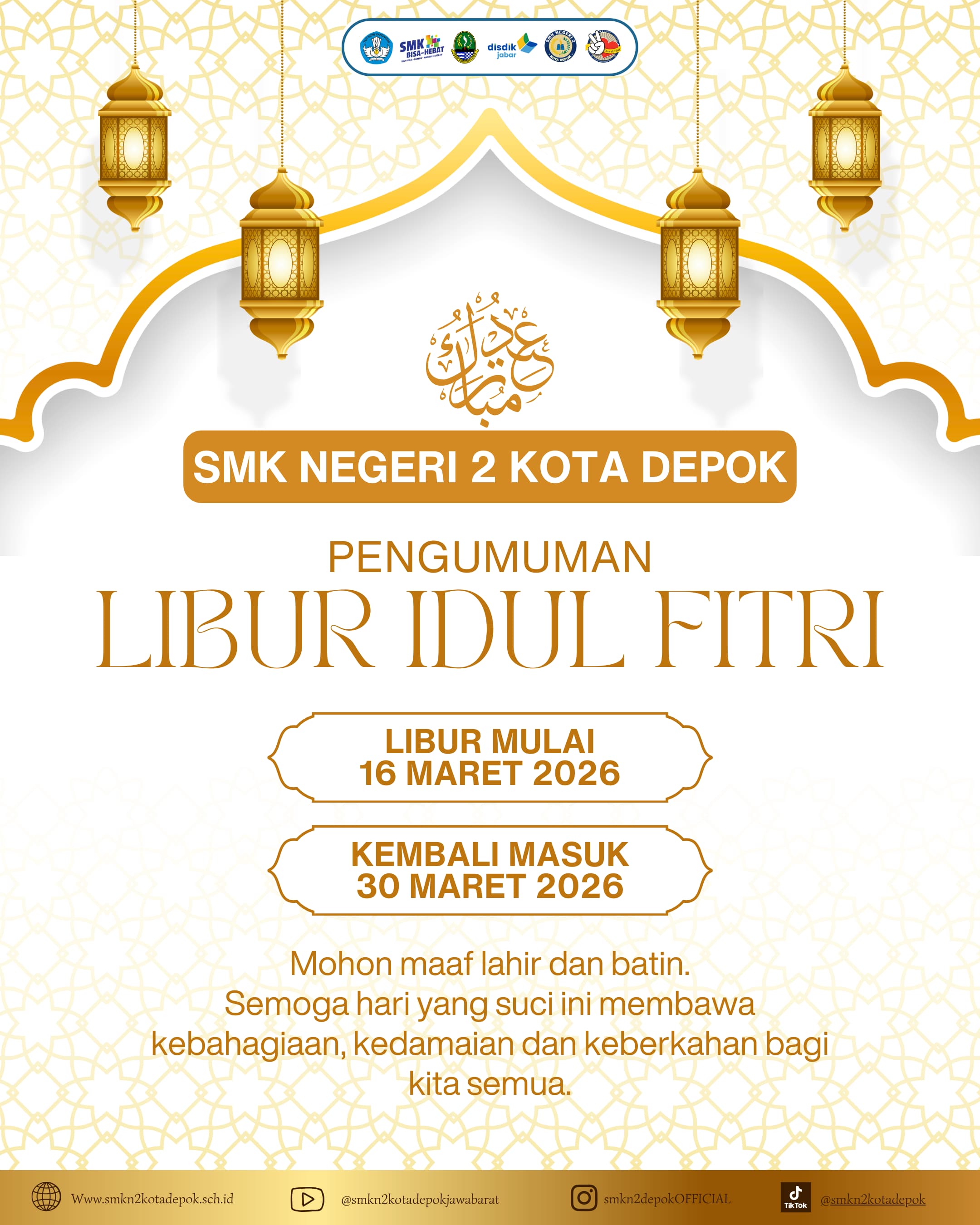 Pengumuman Libur Idul Fitri SMK Negeri 2 Kota Depok