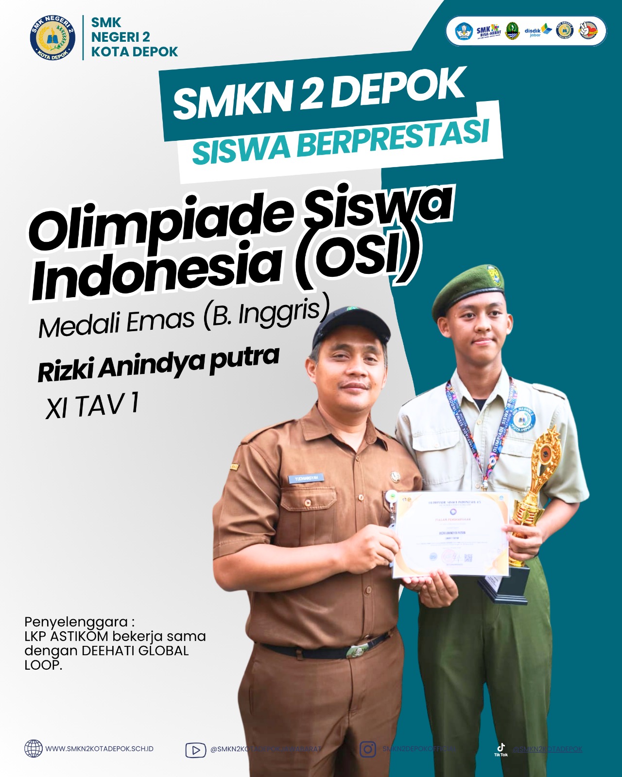 Siswa SMKN 2 Depok Raih Medali Emas OSI Bidang Bahasa Inggris