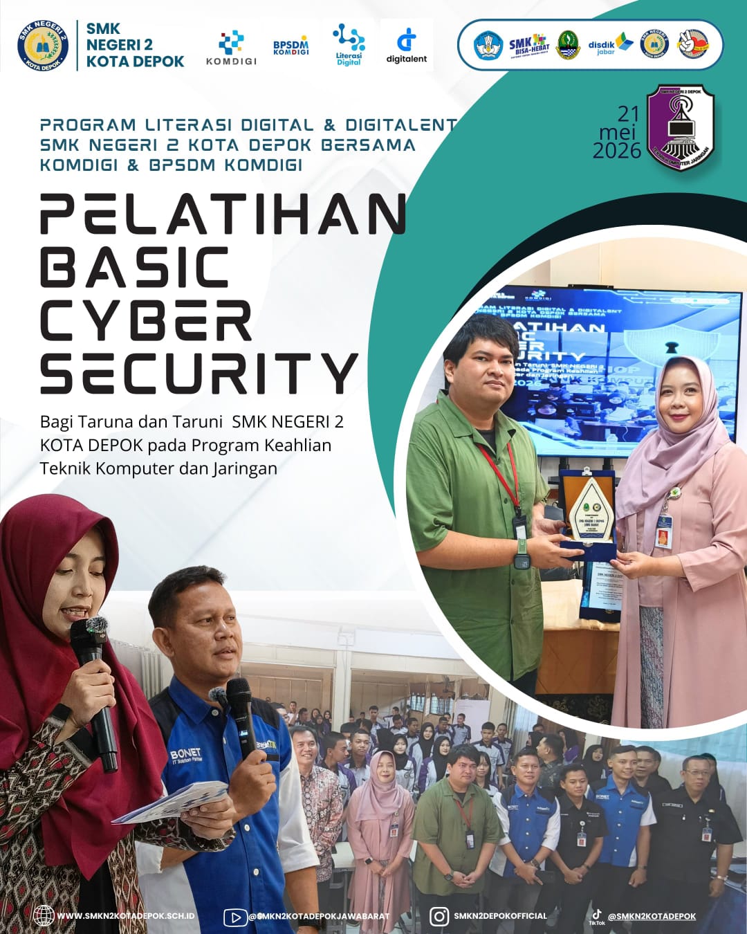 SMK Negeri 2 Kota Depok Gelar Pelatihan Basic Cyber Security Bersama Komdigi dan BPSDM Komdigi