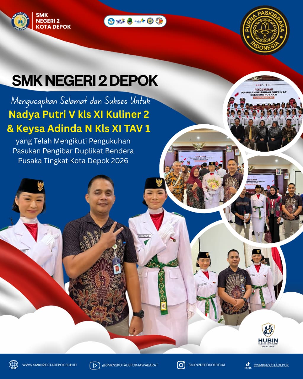 Dua Srikandi SMKN 2 Depok Dikukuhkan sebagai Paskibraka Kota Depok 2026, Harumkan Nama Sekolah