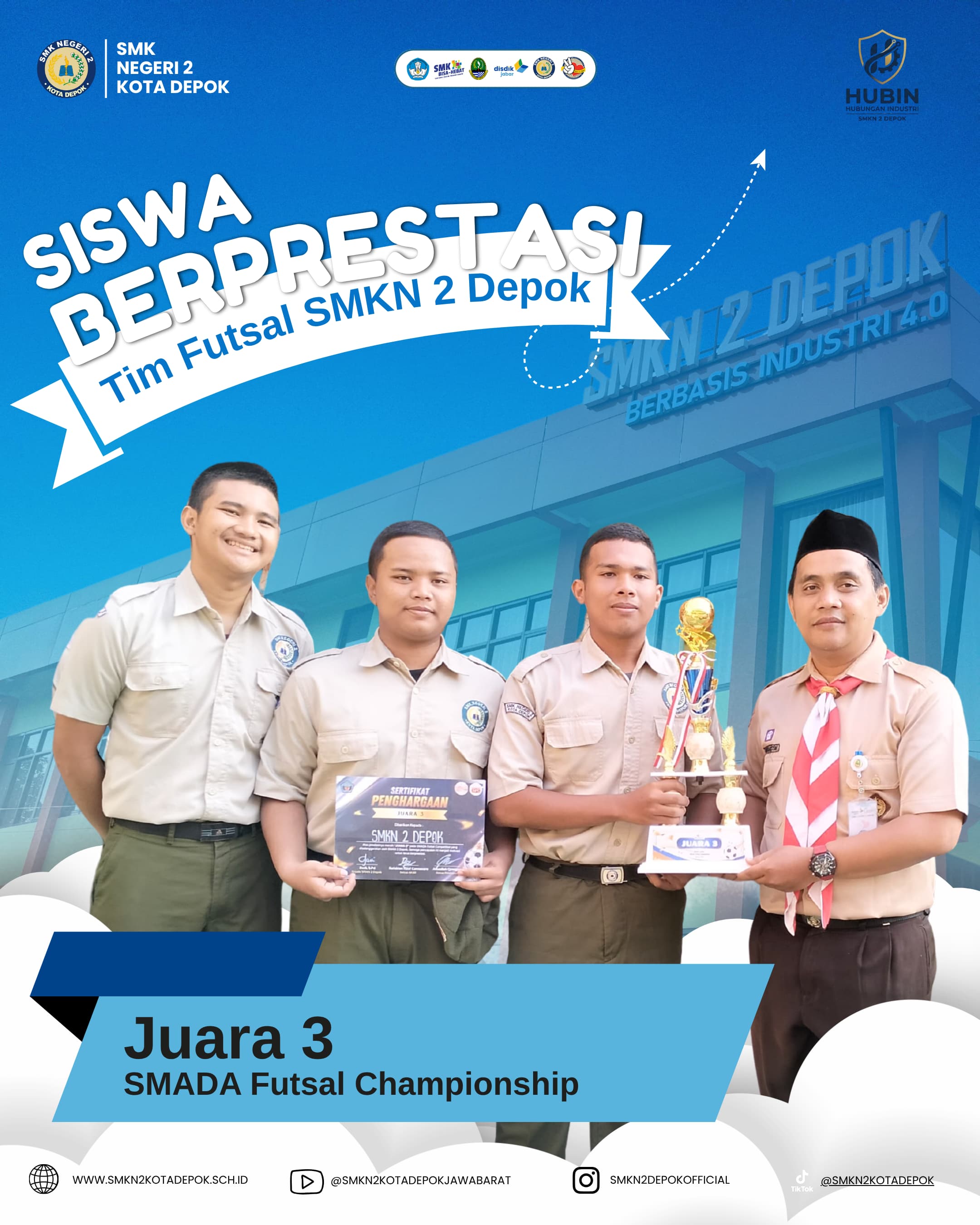 Tim Futsal SMKN 2 Depok Raih Juara 3 SMADA Futsal Championship
