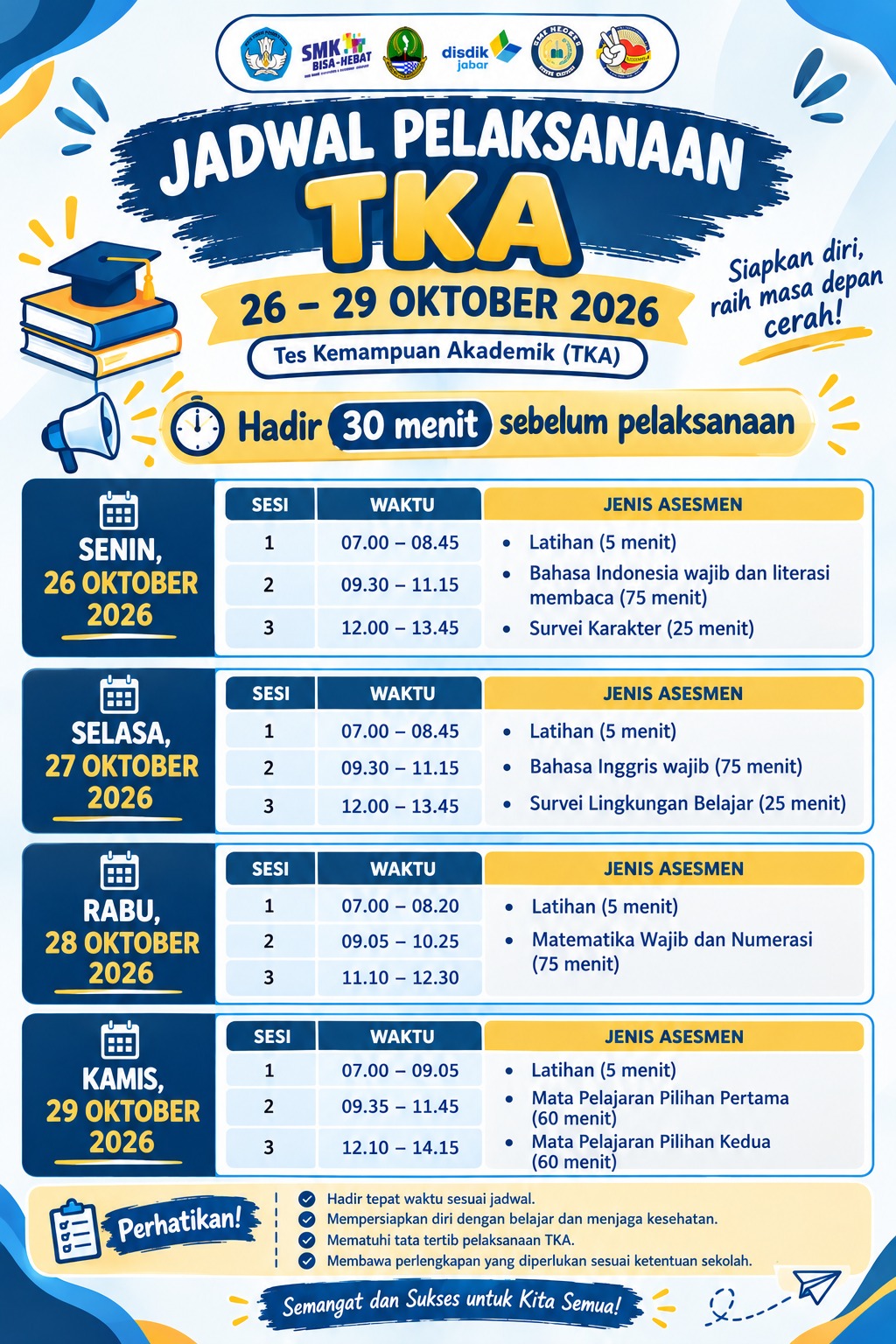 Jadwal Pelaksanaan Tes Kemampuan Akademik (TKA) Tahun 2026